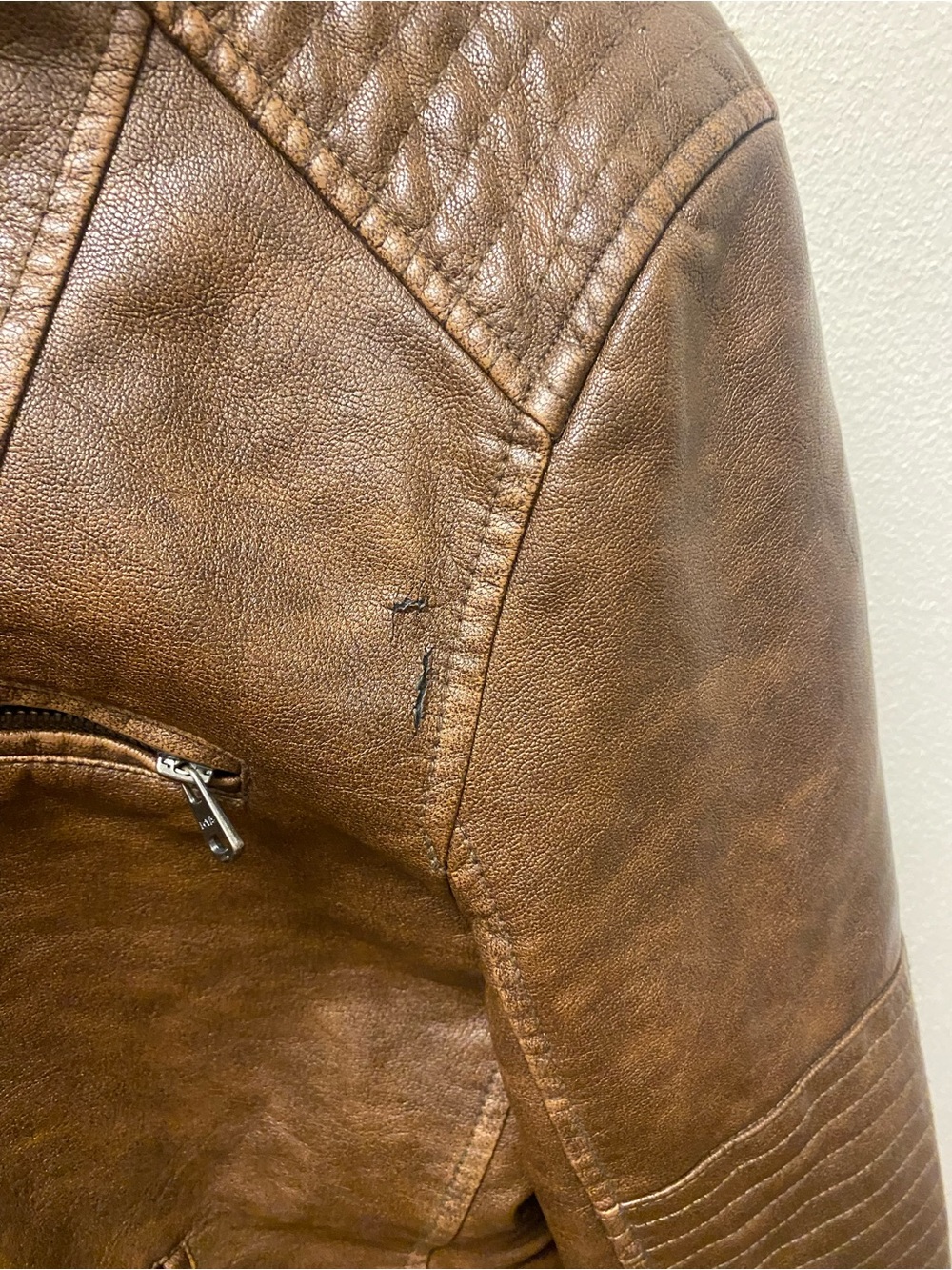 Levi’s Brown Quilted Faux Leather Jacket with Hood - Picture 5 of 9